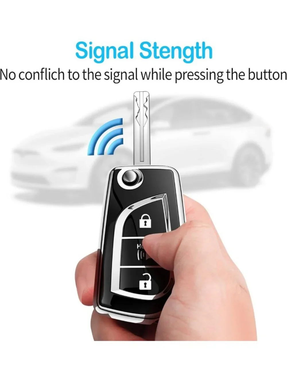 Soft TPU Key Fob Cover for Toyota RAV4, Corolla, Camry - 3 Button Remote Shell